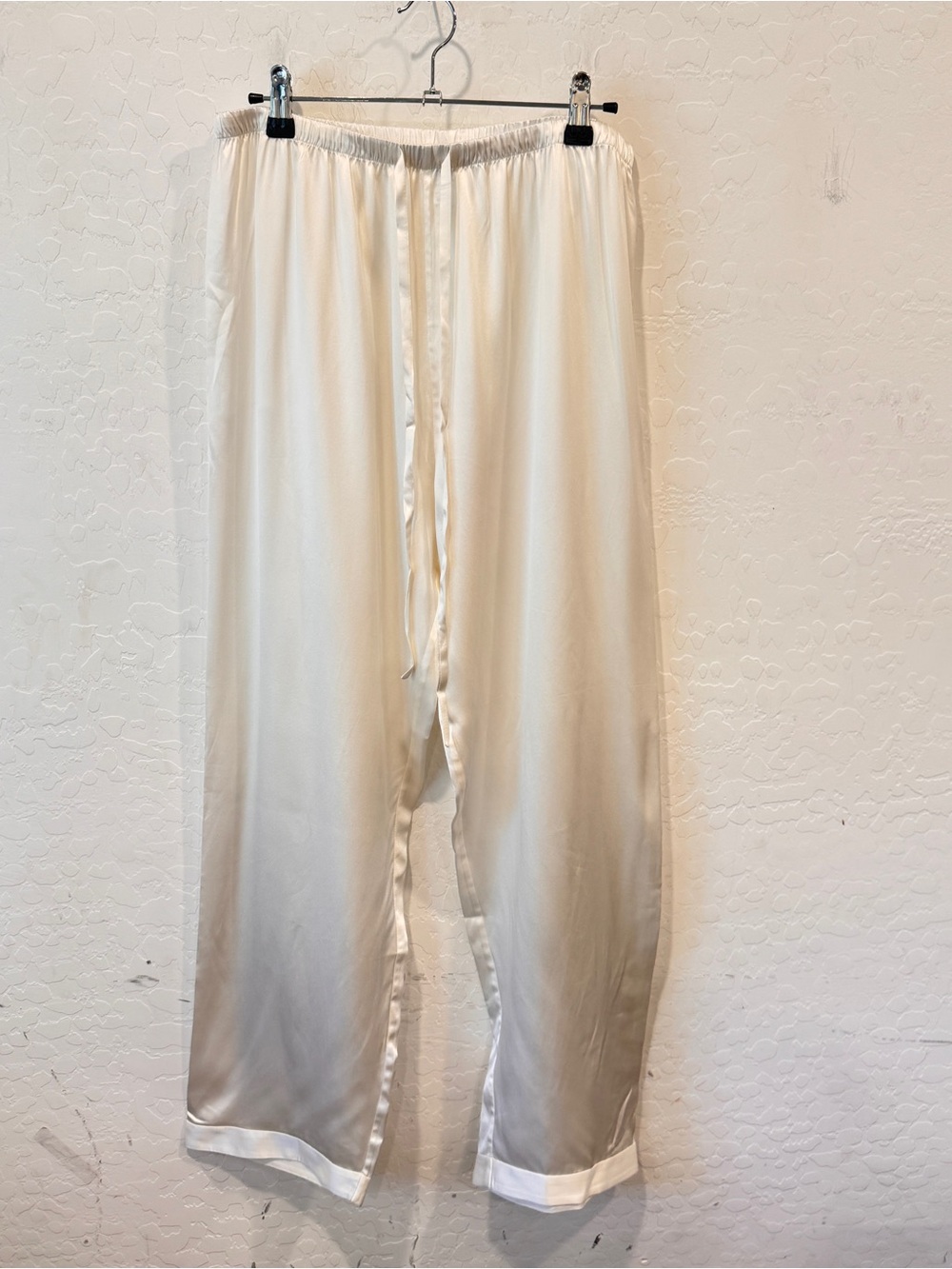 Lilysilk Cream Silk Lounge Pants Womens Medium Satin Drawstring Waist